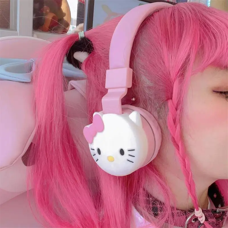 

Bluetooth-наушники Hello Kitty Cut Y2k с микрофоном и мультипликационным принтом