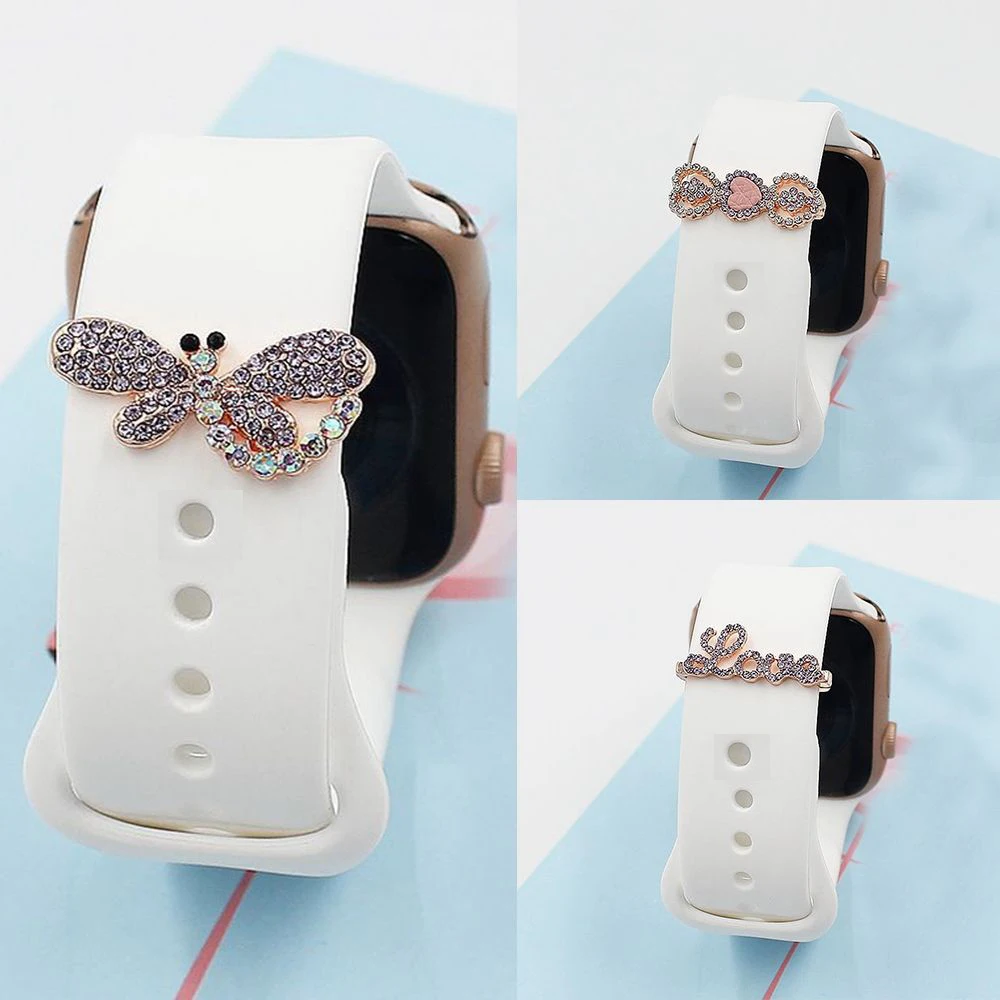Украшение с узором в виде сердца для браслета Apple Watch алмазные украшения подвески