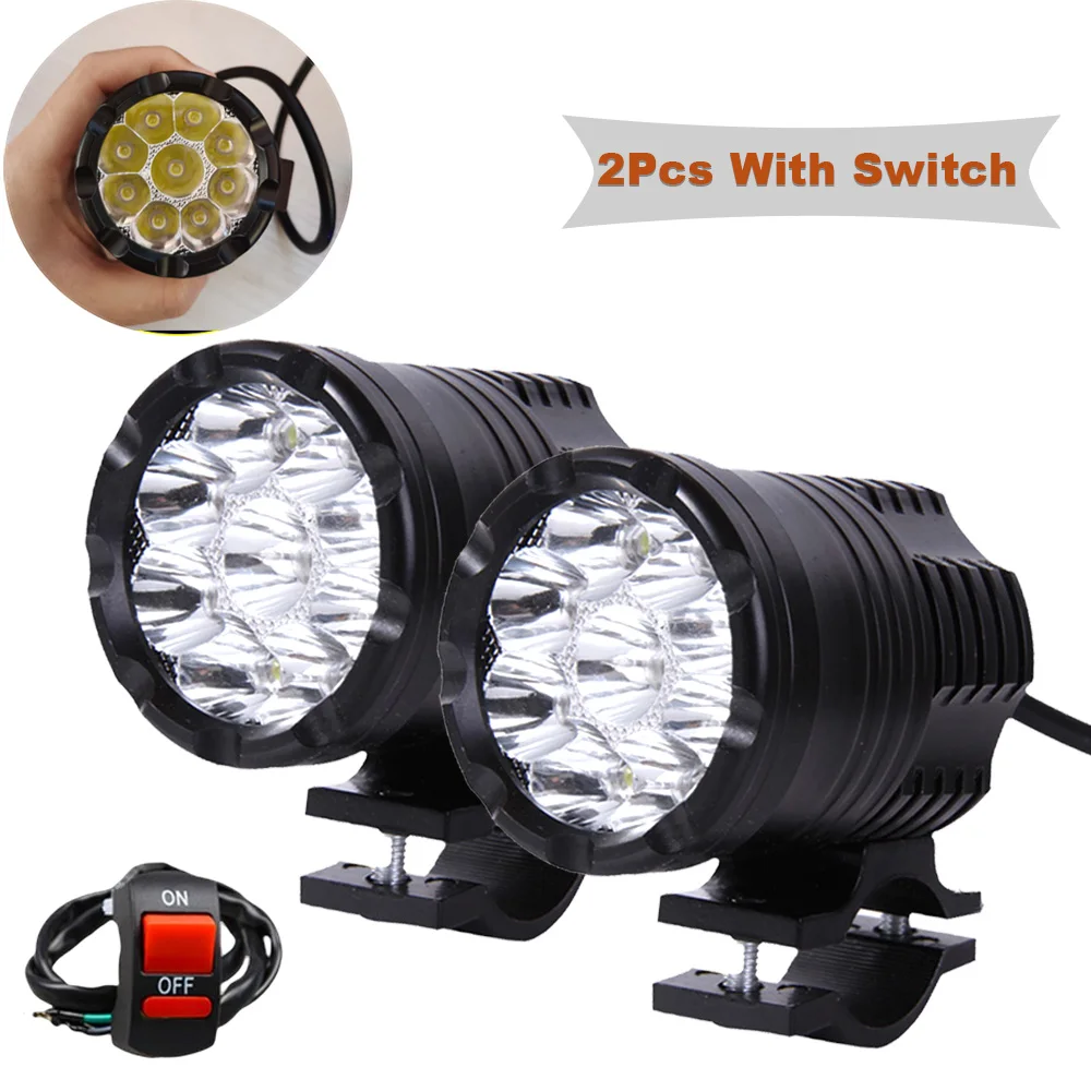 

Дополнительные светодиодные фонари для мотоциклов, 12-85 в, 9 чипов, передние дополнительные стробоскопы, дополнительные прожекторы дальнего действия, мотоциклетные противотуманные фары