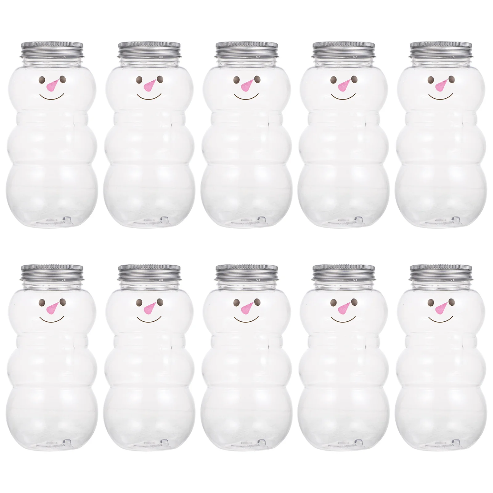 

Bottlesbottle Beverage Withchristmas Caps Watersnowman Empty Drinking Containers Lids Clear Reusable Tea Drink Airtight Packing