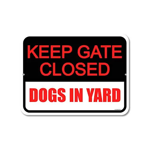 

Honey Dew Gifts Dog Sign, Keep Gate Closed Dogs in Yard (Red) Metal Aluminum Beware of Dog Signs for Fence,
