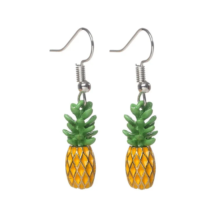 

New Pineapple Necklace Earring Set Alloy Spray Paint Jewelry Fruit Necklace