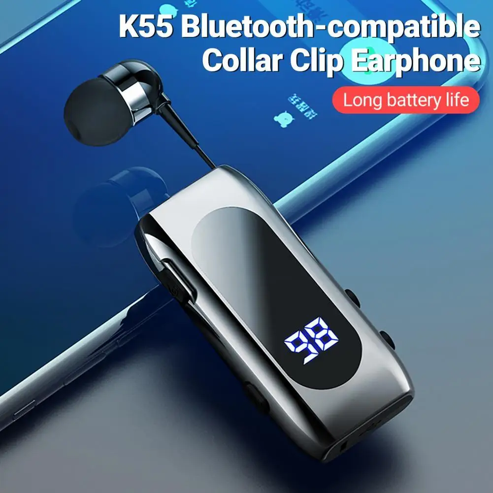 

Беспроводные наушники K55 с ушным крючком, Bluetooth-совместимые наушники 5,2, наушники с одним ухом, водонепроницаемые IPX5 спортивные петличный ми...