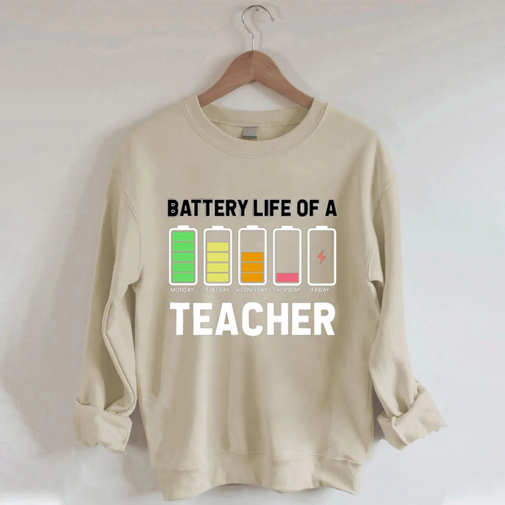 

Battery Teacher Low Energy - Crew Neck Long Sleeve Sweatshirt
