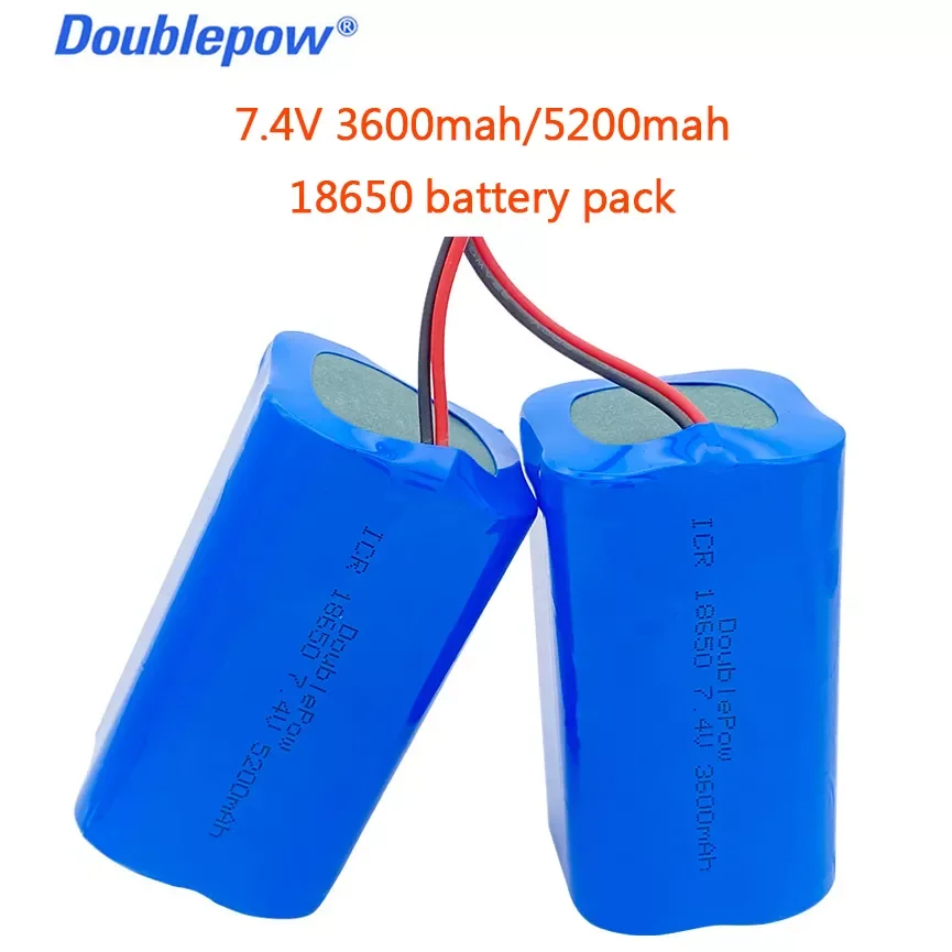 

NEW2023 100% real capacity Doublepow 7.4V 18650 lithium battery 3600/5200mAh rechargeable battery pack for loudspeaker speakers