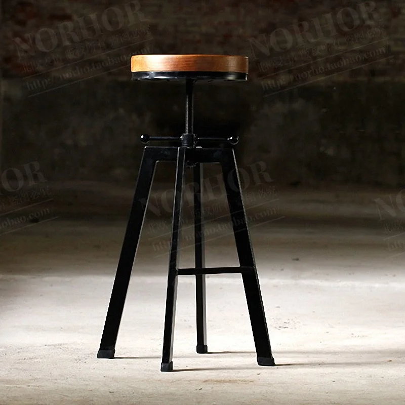 

Simple Modern Round Solid Wood Lift Chair Bar Bar Chair Home High Stool Chair Swivel High Swivel Chair