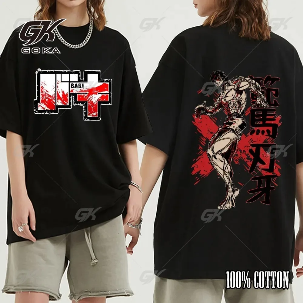 Летние мужские футболки с принтом японского аниме Baki Hanma The Grappler повседневная