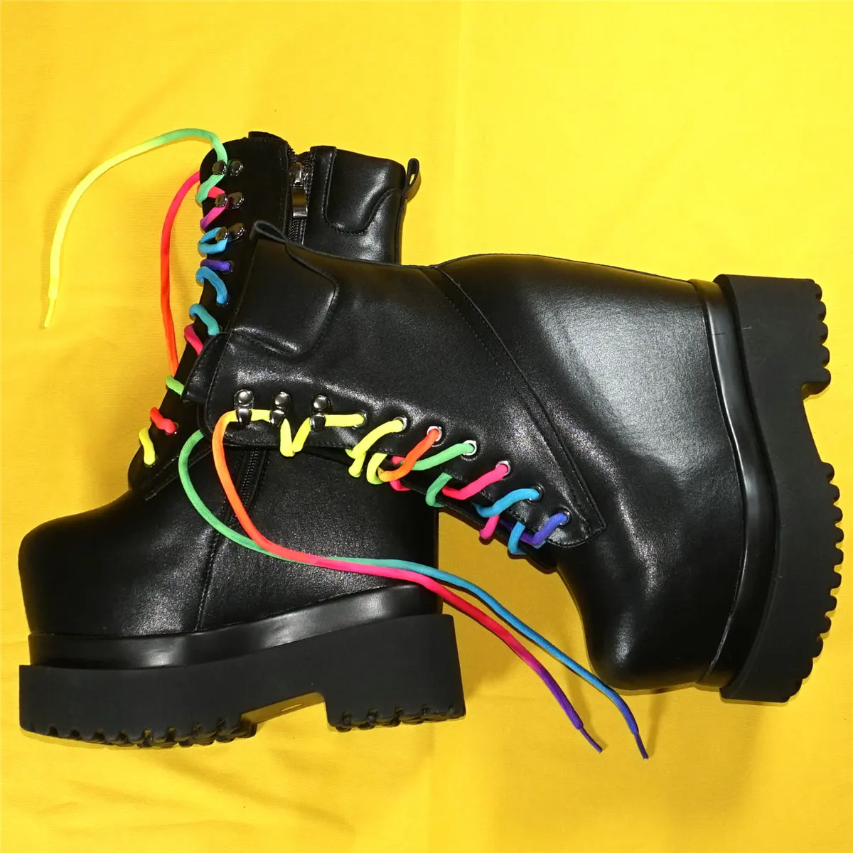 Fashion Sneakers Women Lace Up Genuine Leather Super High Heels Ankle Boots Female Round Toe Platform Pumps Shoes Casual Shoes