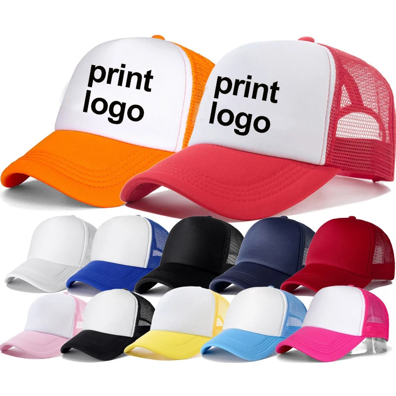 Wholesale 30pcs mesh baseball cap custom printing trucker hat logo printing cheap price