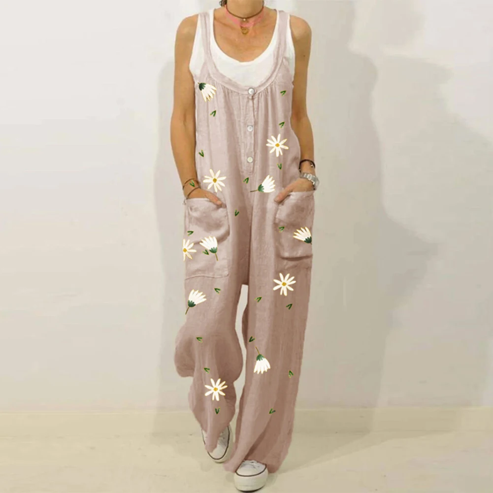 Женский комбинезон на пуговицах без рукавов |