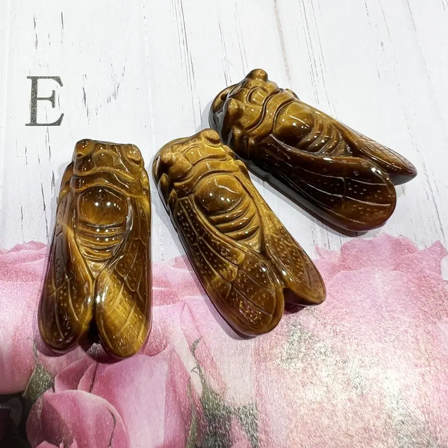 

Natural Tiger Eye Stone Cicadas Quartz Gemstone Cicada Crystal Hand Carved Mineral Specimen Reiki Healing Crystal Gifts