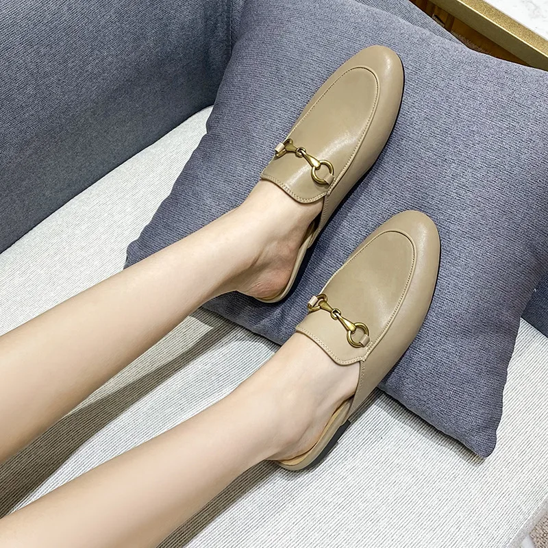 2023 New Fashion Baotou Muller Shoes Casual Single Shoe Flat Heel Women's Slippers