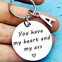 stainless steel inpirational mantra lovers couple husband wife birthday keychain pendant gift you have my heart keyring
