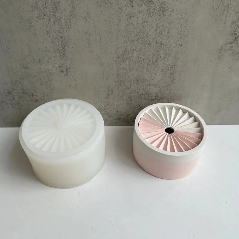 

Round Candle Jar Concrete Silicone Mold DIY Incense Holder Fragrance Candle Wax Storage Box Cement Plaster Incense Burner Molds