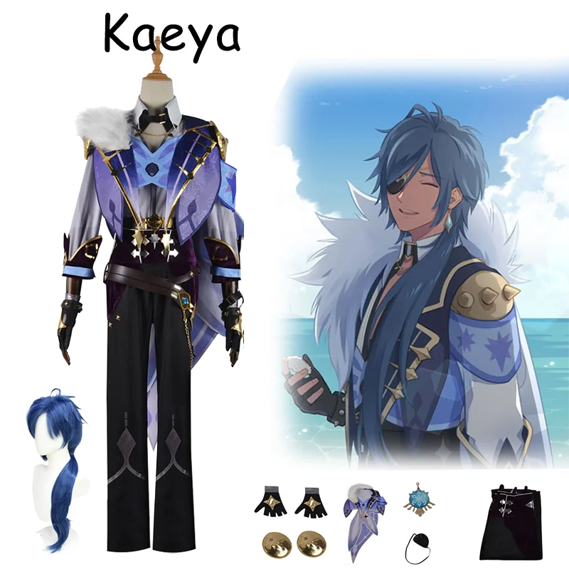 

Anime Game Genshin Impact Kaeya Cosplay Costume Wig Halloween Party Outfit Clothes Uniform for Men