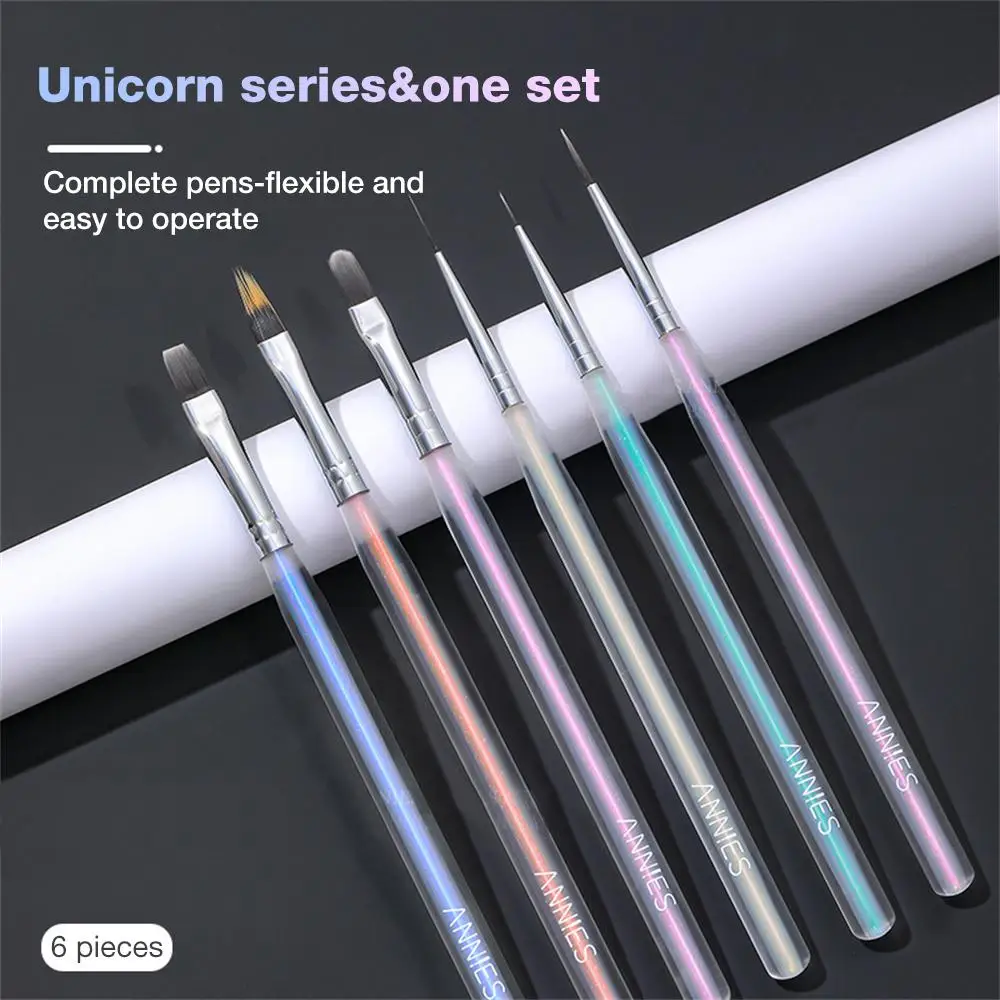 

Щетка для ногтей Annies 6, широко используемая фототерапия, окрашенная градиентная ручка, магазин ногтей, профессиональные инструменты, матери...