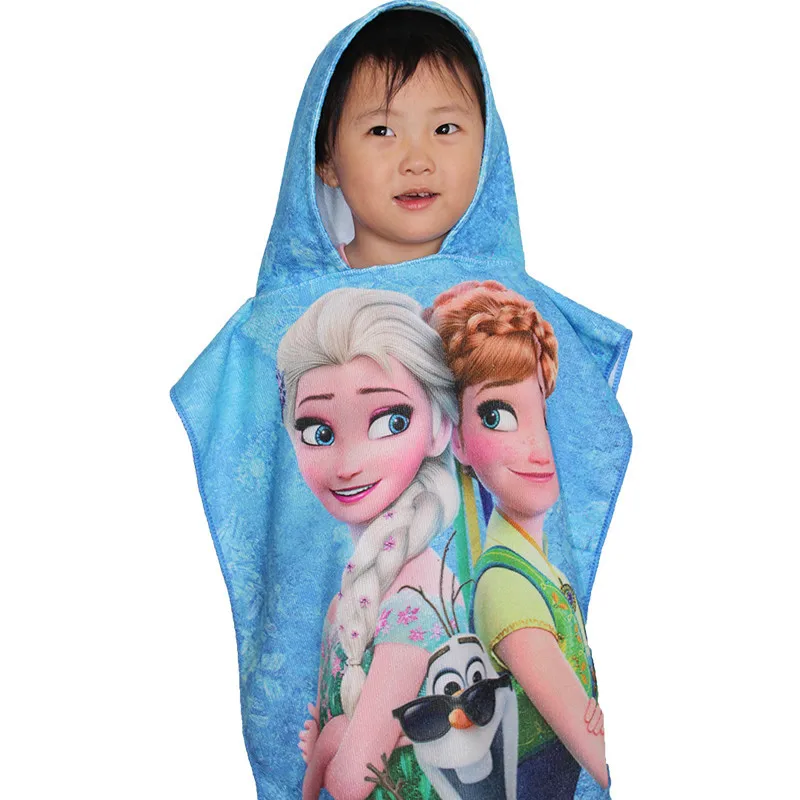 

1pcs Children's Cotton Cartoon Mickey Minnie Frozen Elsa Anna Bath Towel Baby Boy Girl Beach Towel Cloak Towel Gift Hooded Towel