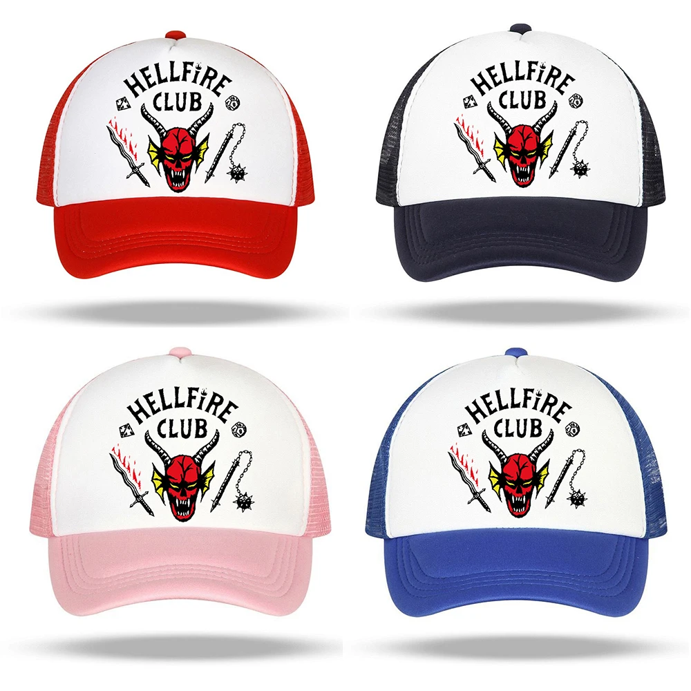 

Stranger Things Hellfire Hat Dustin Club Baseball Trucker Hats Mesh Boy Hat Unisex Adjustable polera hellfire stranger things