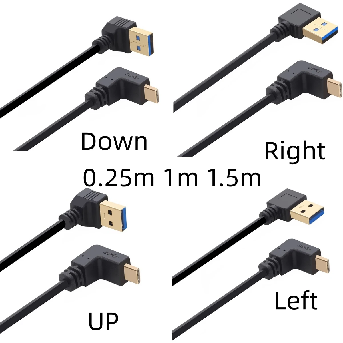 USB-кабель для передачи данных, двусторонний, с углом поворота 3,1 градусов, 30 см