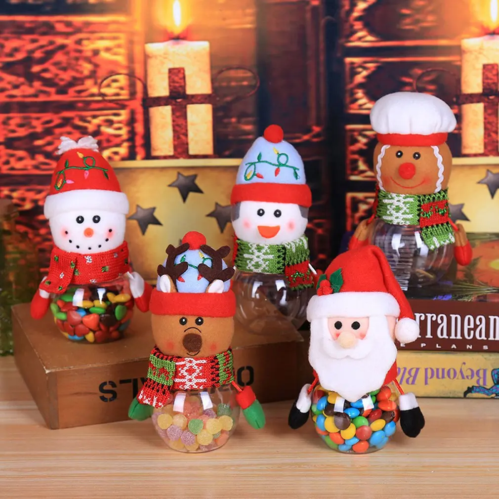 

New Year 2022 Christmas Santa Gift Bags Elf Candy Jar Storage Bottle Candy Christmas Decorations for Home Xmas Kids Presents