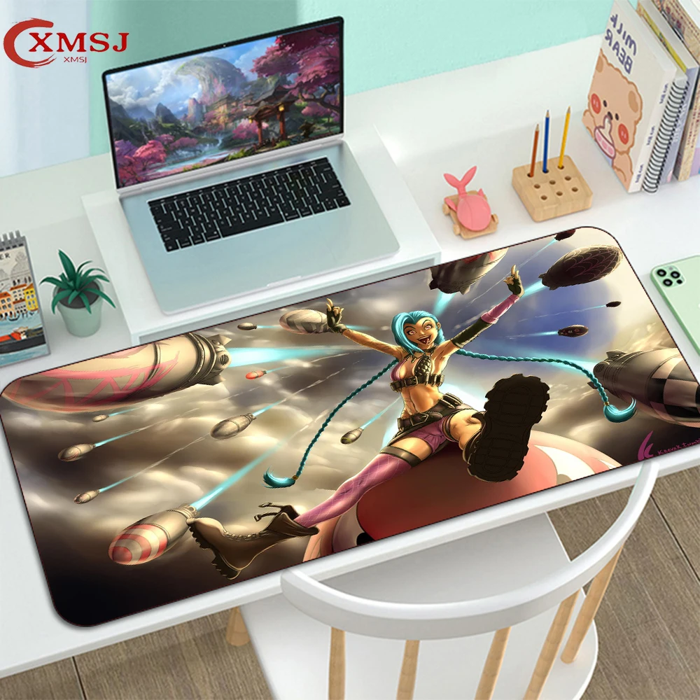 

High Quality Jinx Gaming Mouse Pad PC Laptop Gaming Mouse Pad Anime Anti-Slip Pad Keyboard Desk Pad for League of Legends CS GO