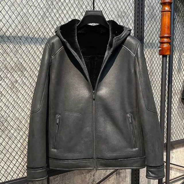 

Trendy Warm Natural Fur Coat Men Winter Jacket 2023 Genuine Sheepskin Leather Jackets Mens Clothes Hood Coats Abrigos FCY