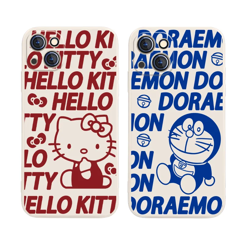 

Hello kitty Robot blue Cat CASE For iPhone 11 13 12 Pro Max 13 Pro Max X XR XS MAX SE2020 8 7 6 6S Plus NEW Silicone Phone Cover