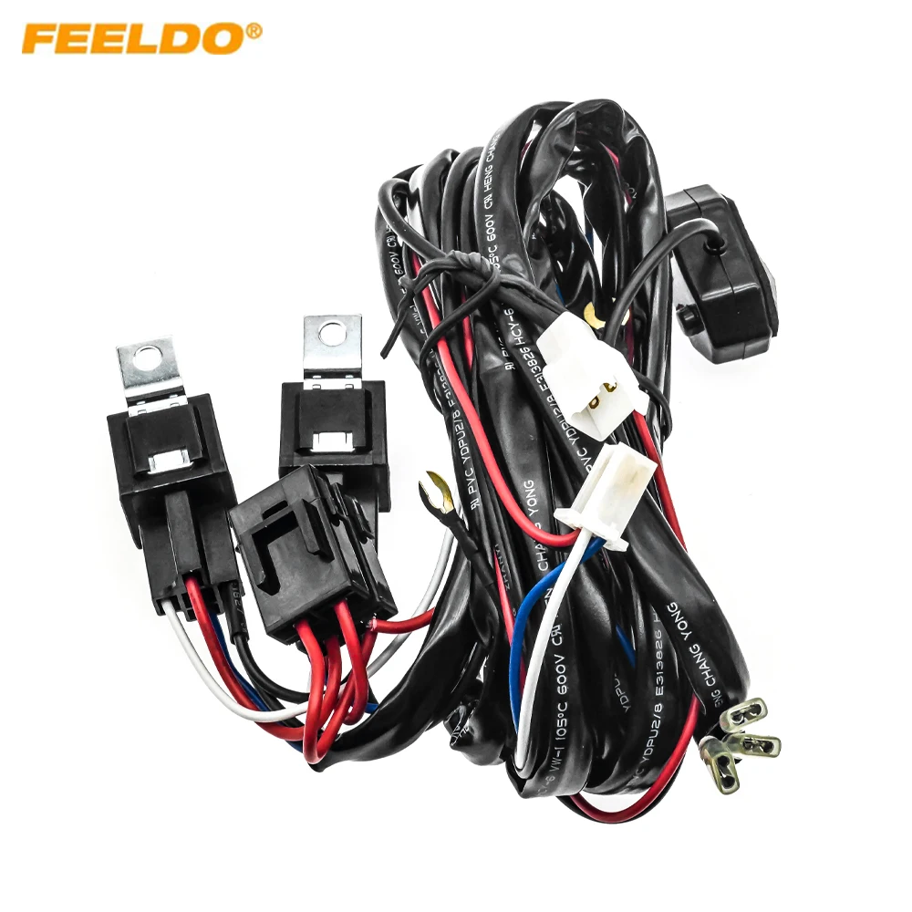 

FEELDO Car LED Work Light Wire Wiring Harness Switch Relay Kit for 12V-44V Led Work Lamp 1 To Lead 1 Offroad Bar Wiring Kit