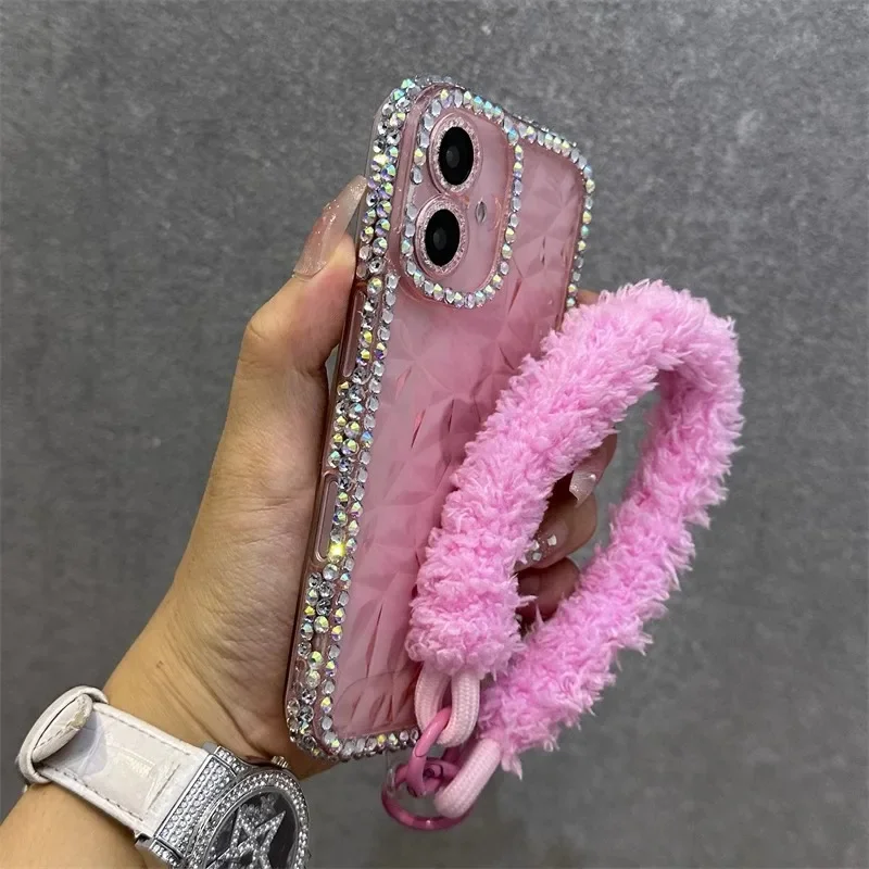 Чехол Water Ripple с блестящими бриллиантами для iPhone 16 15 14 13 12 11 Pro Max 7 8 Plus X XR Xs SE мягкий