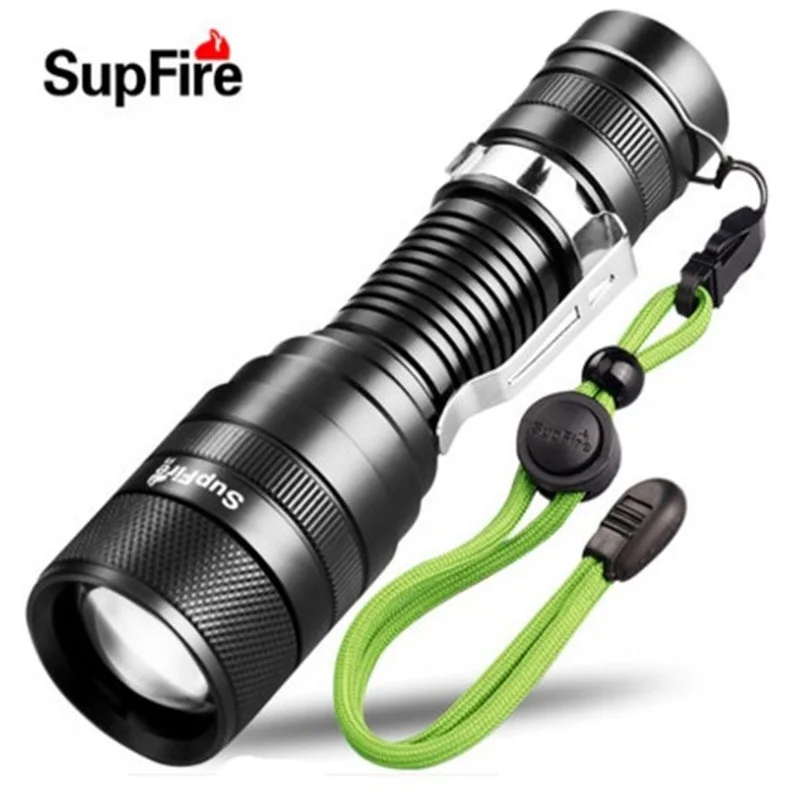 

Supfire F5 Zoom 18650 Flashlight Torch Cree XML2 1100LM Bicycle Light for Camping Self Defense