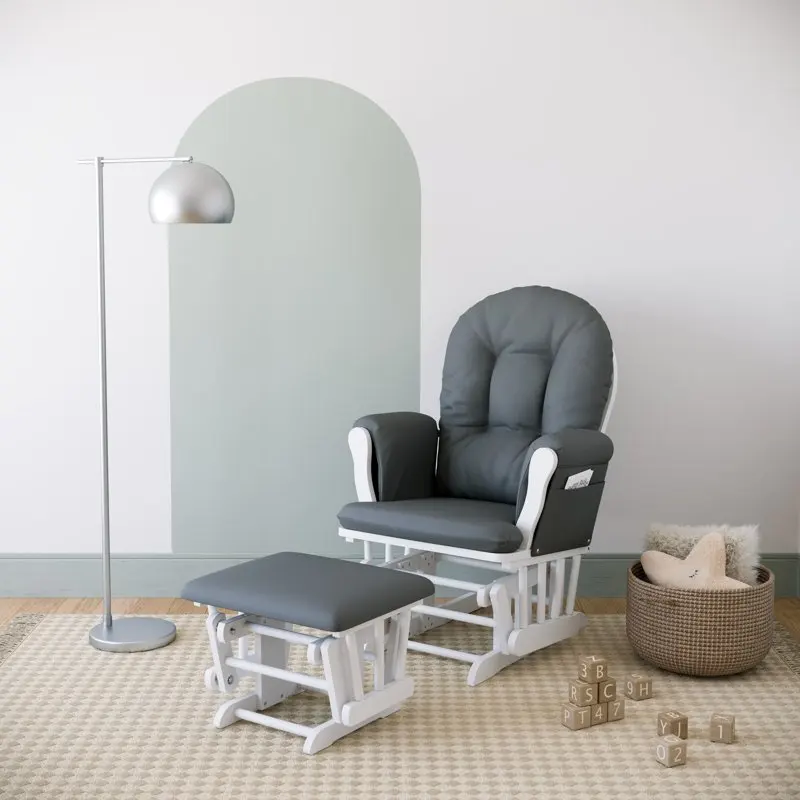 

Nursery Glider and Ottoman, White with Gray