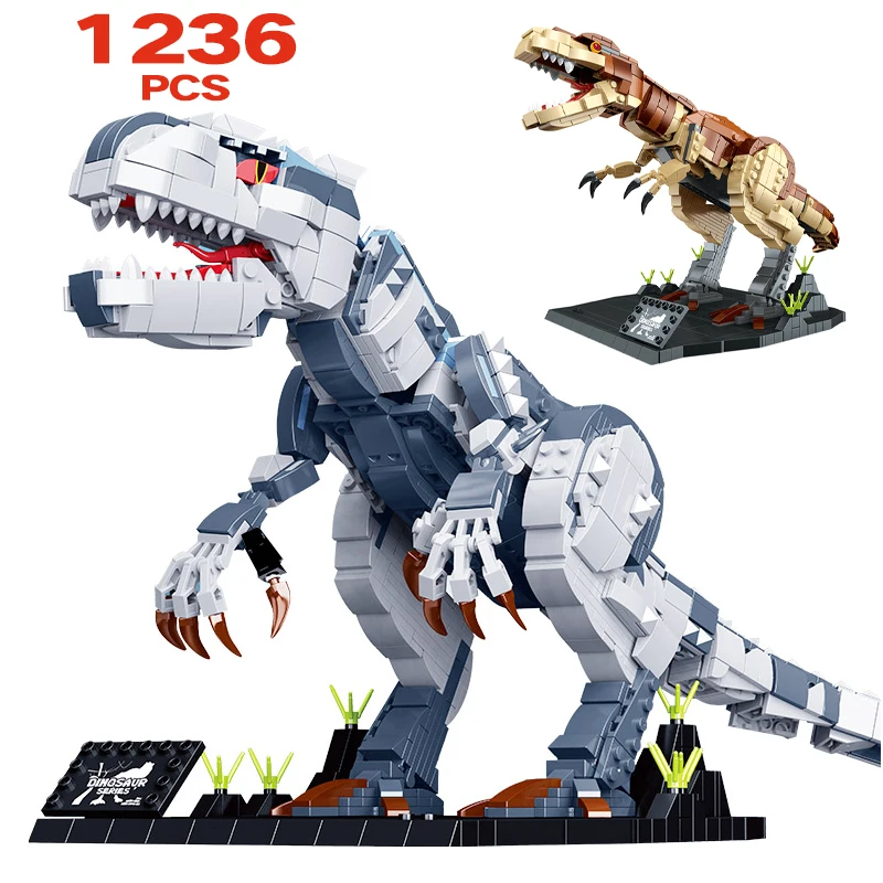 

1236pcs City Jurassic Tyrannosaurus Rex Dinosaur Park Building Blocks Raptor Tyrannical Dragon Bricks Toy for Kids Boys Gifts