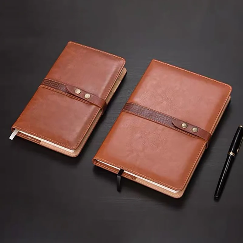 

Retro Business Notebook Office Accessories Leather Surface Diary Carry Around Student Supplies Agenda Memo Record LOGO Embossing