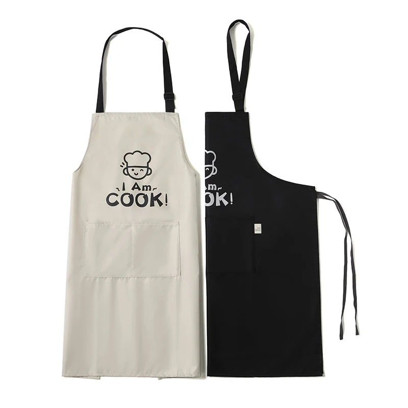 

Simple Style Sleeveless Halter Apron Water and Oil Proof with Pocket PVC Kitchen Work Aprons