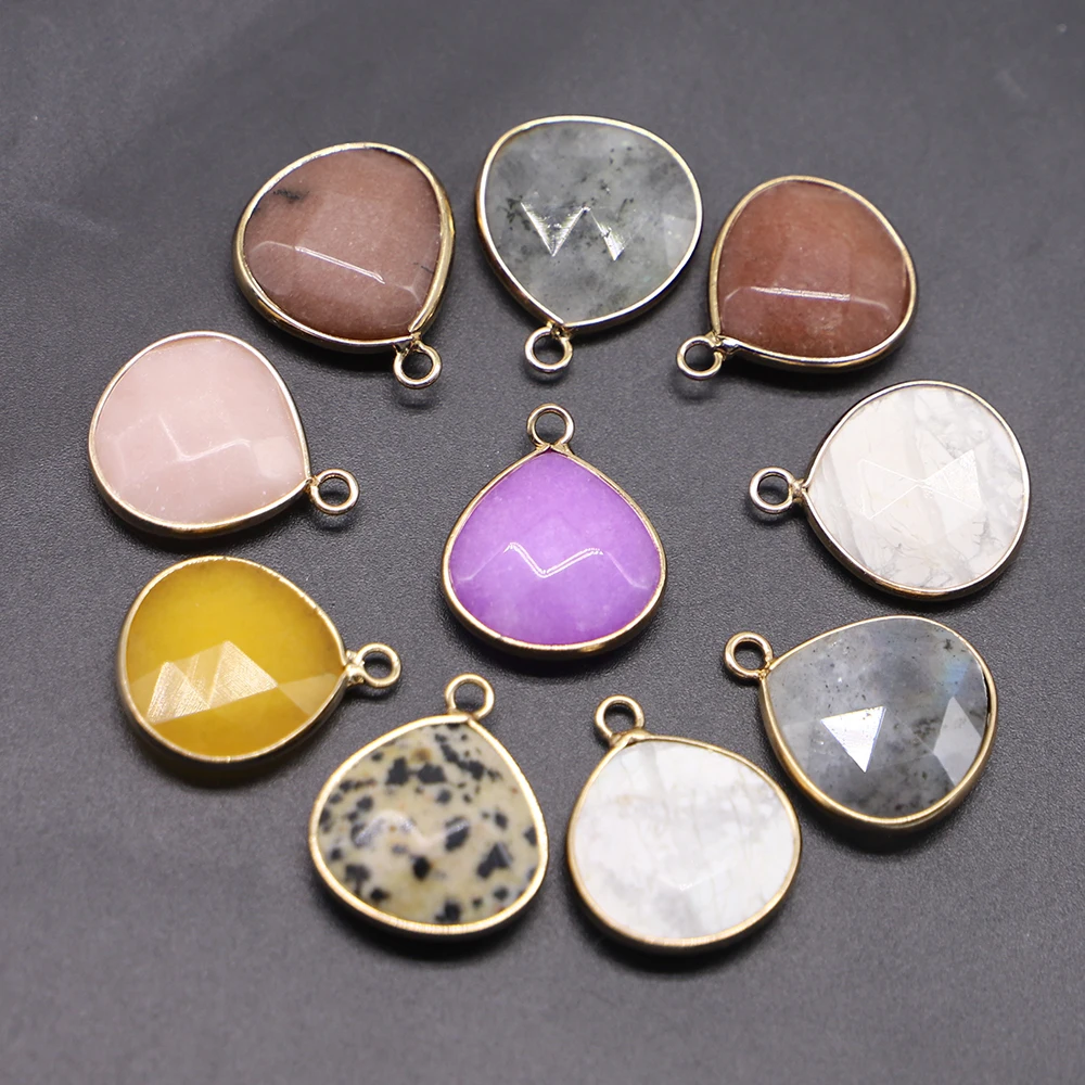

Fashion Natural Stone Pendant Section Water Drop Agate Golden Plated Reiki Charms DIY Necklace Earring Jewelry Craft Making 6Pcs