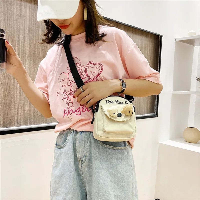 

Harajuku Women's Bag Cute Soft Girl Fashion Shoulder Bag Ancient Girl Canvas Student Messenger Bag