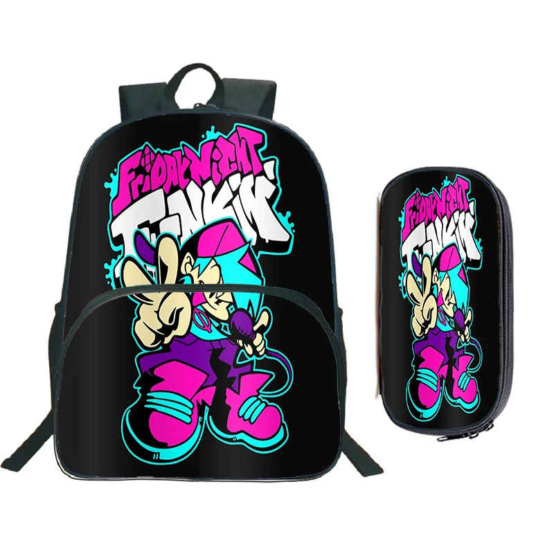 

2 Pcs/Set Friday Night Funkin Backpack for Boys Girls Bookbag Mochila Video Game Fnf School Bags Zipper Bagpacks Travel Rucksack