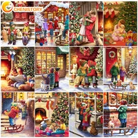 chenistory christmas oil painting by numbers kid scenery diy paint by numbers digital painting for home decor drawing by numbers
