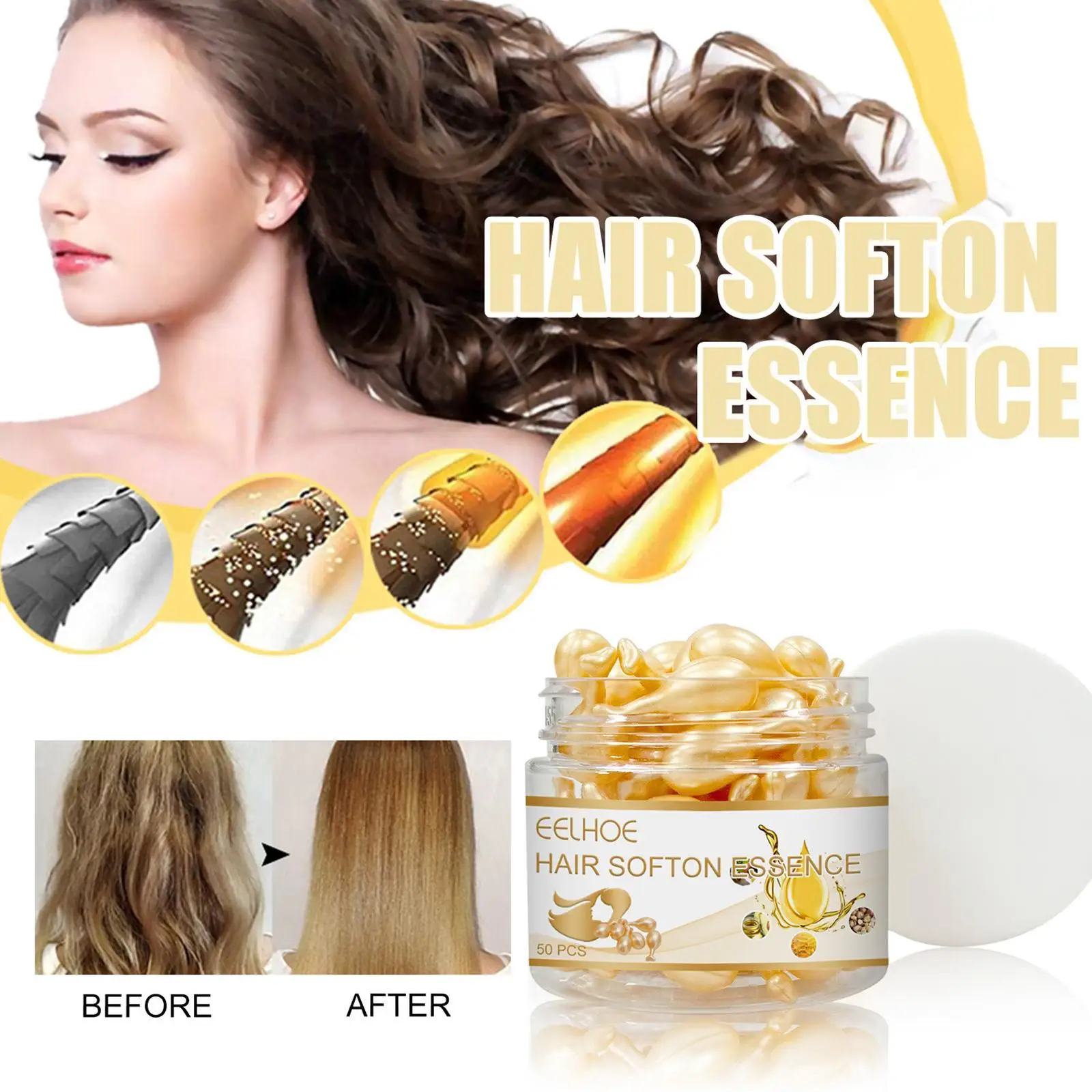 

50pcs/box Hair Softon Essence Prevent Hair Split Dry Frizzy Repairs Damaged Hair Care Capsules Serum Scalp Treatment Hair Oil