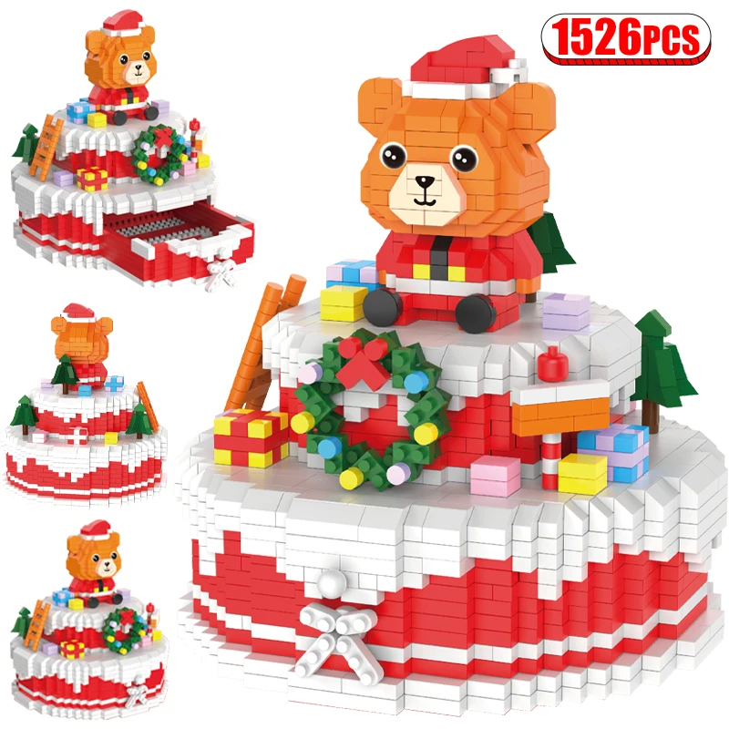 Mini Bricks Building Model Christmas Bear Gifts Educational Toys Children