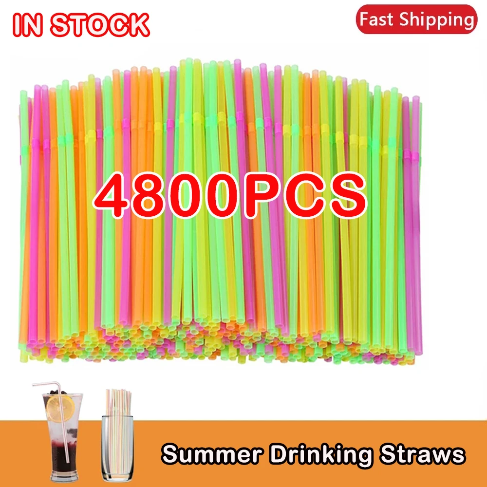 

50-4800PCS Colorful & Black Drinking Kunststof Straws plastique Beverage Straw Milk Tea Bar Party Kitchen Accessories Wholesale