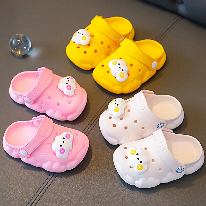 Женские летние детские тапочки Сандалии Baotou для девочек и мальчиков с рисунком