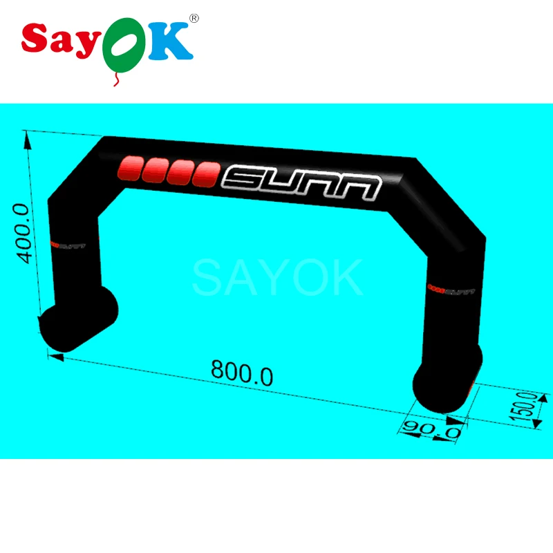 Черный надувной рекламный арочный финишный проход для продвижения бизнеса, мероприятий и выставок.