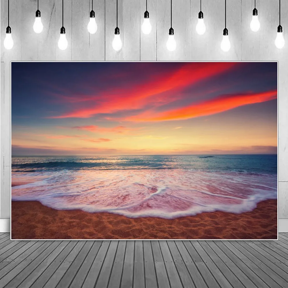 

Ocean Sunset Clouds Waves Photography Backgrounds Summer Seaside Beach Sands Sunsetting Dusk Kid Backdrops Photographic Portrait