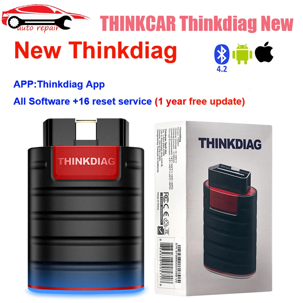 Фото Новая THINKCAR, горячая версия Thinkdiag, полная система, все автомобиль 16, сброс обслуживания, диагностический инструмент OBD2, кодирование ЭБУ, активный тест, 1 год №1