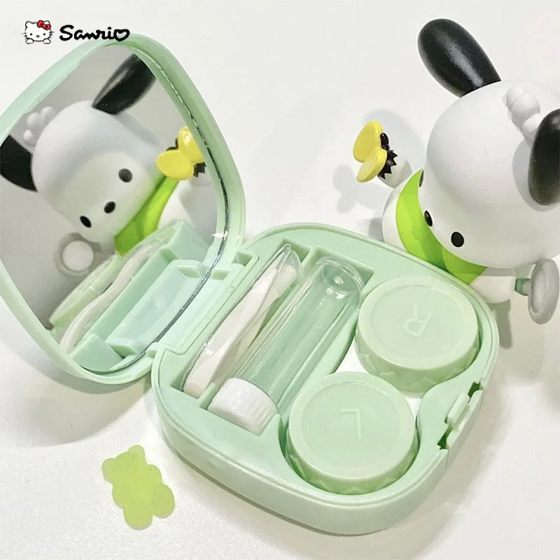 

New Kawaii Sanrio Travel Portable Mini Contact Lens Case Fashion Lovely Cinnamoroll Pachacco Cartoon Girl Storage Box