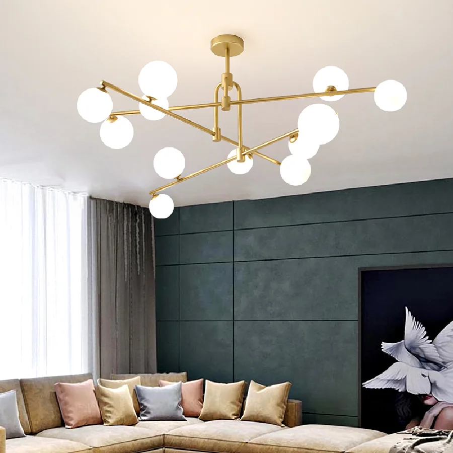 

Modern Glass Ball Chandeliers for Dining Room Kitchen Living Room Bedroom Hanging Ceiling Chandelier Indoor Lighting Fixtures