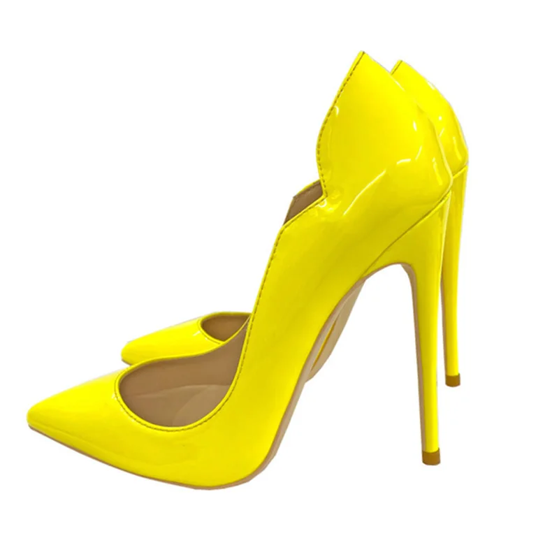 

(YYDD) брендовые желтые индивидуальные лакированные кожаные новые женские туфли-лодочки с острым носком на очень тонком каблуке сексуальные свадебные туфли-лодочки для ночного клуба фотосессия 34-43