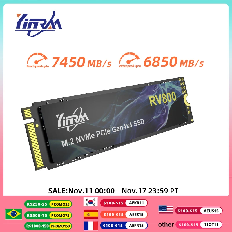 

Внутренний твердотельный накопитель YINRAM M2 NVMe SSD, 1 ТБ, 4,0 Мб/с