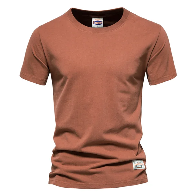 Cotton Short Sleeve T Shirt for Men Solid Summer Casual